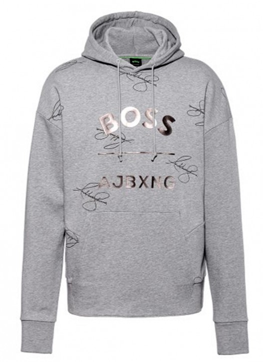 Hugo Boss Relaxed-Fit Kapuzen-Sweatshirt  SLY AJ aus Bio-Baumwolle mit Logo der Kooperation grau 059