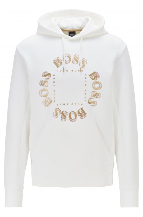 BOSS Kapuzen-Sweatshirt SLY mit mehrlagigem Metallic-Logo weiss 112 XXXL