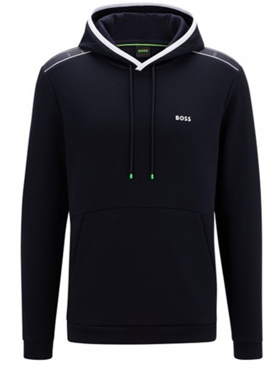 Hugo Boss Kapuzen-Sweatshirt SOODY 1 aus Baumwoll-Mix eingesetzten Logo-Tapes dunkelblau 402