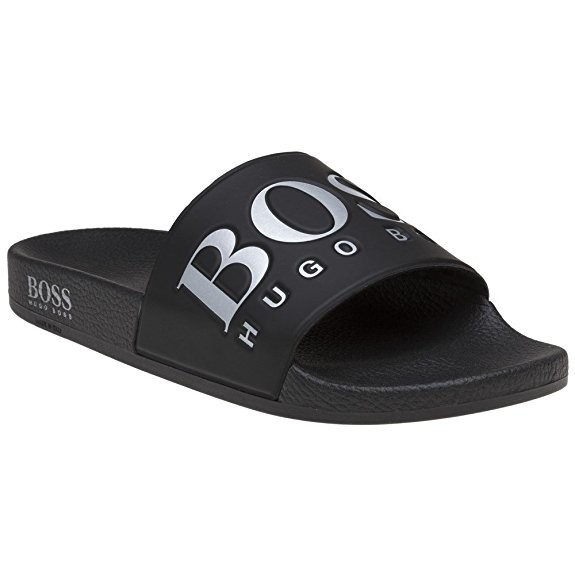 BOSS Bade-Slipper SOLAR_SLIDE_LOGO aus Material-Mix mit Boss Logo schwarz 001