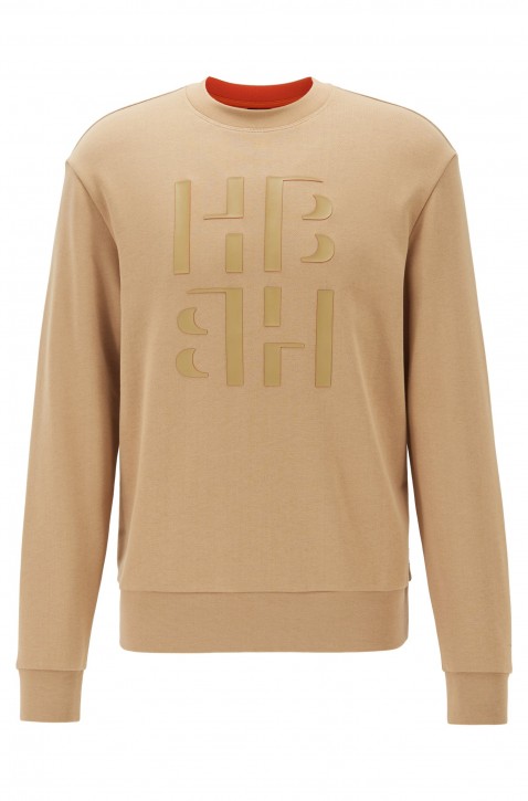 BOSS Sweatshirt STADLER 36 aus French Terry mit Monogramm-Print hellbraun 232