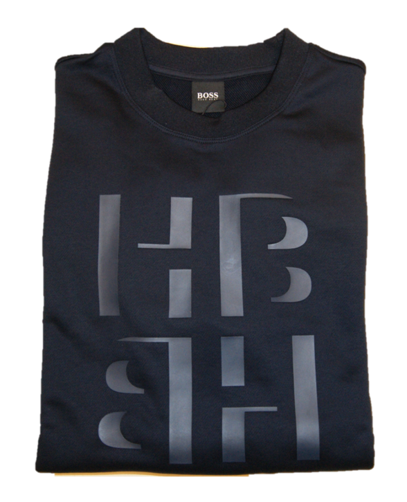 BOSS Sweatshirt STADLER 36 aus French Terry mit Monogramm-Print dunkelblau 402