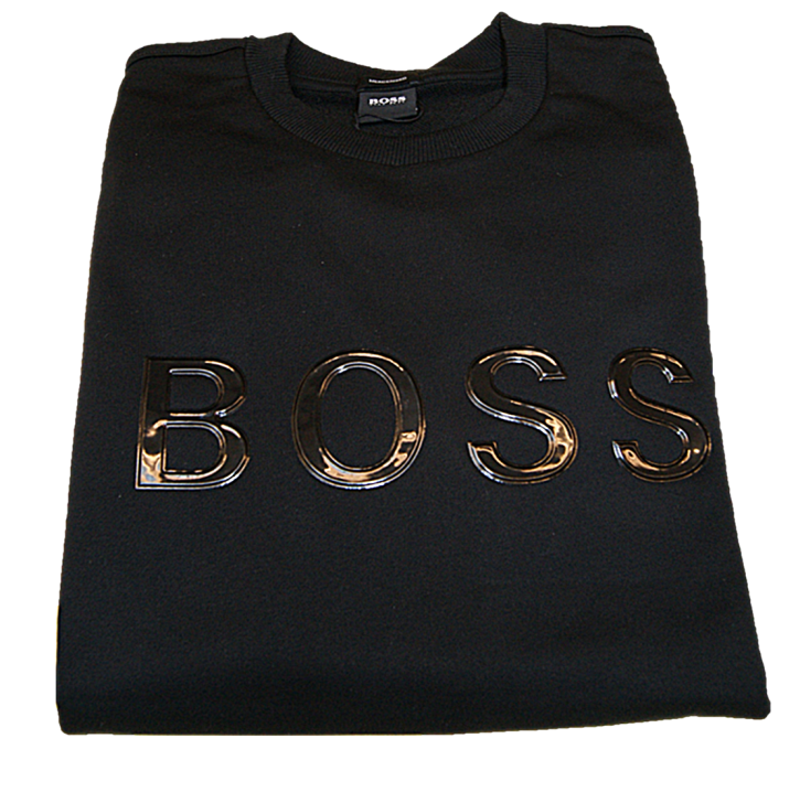 HUGO BOSS Sweatshirt STADLER 41 aus French Terry mit gummierten Boss Logo schwarz 001