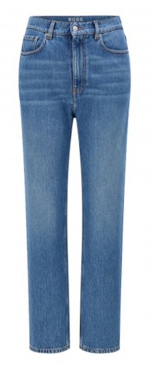 Hugo Boss Regular-Fit Jeans STRAIGHT CROP 2.0 aus blauem Bio-Baumwoll-Denim blau 434
