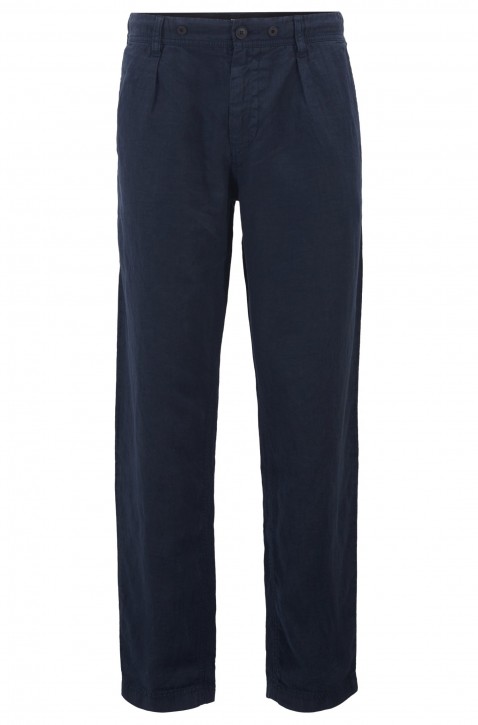 BOSS Tapered-Fit Hose SYMOON aus reinem Leinen mit Tunnelzugbund dunkelblau 404