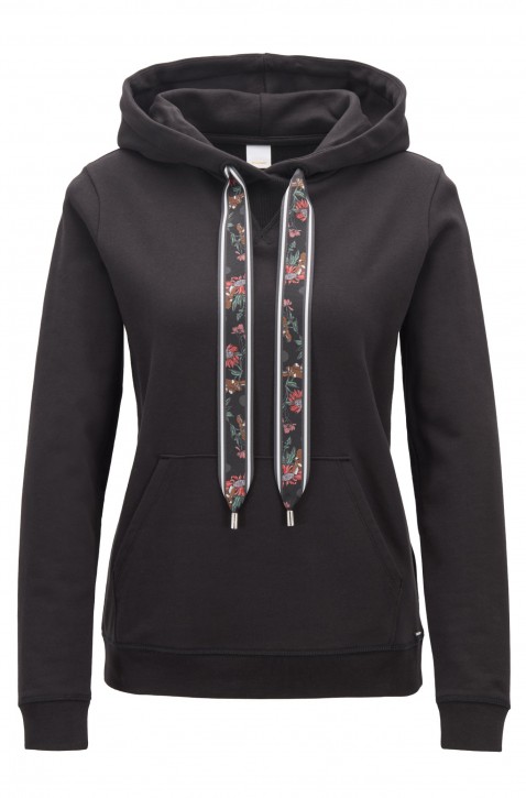 BOSS Kapuzen-Sweatshirt TAHOOD aus French Terry mit bedrucktem Kordelzug schwarz