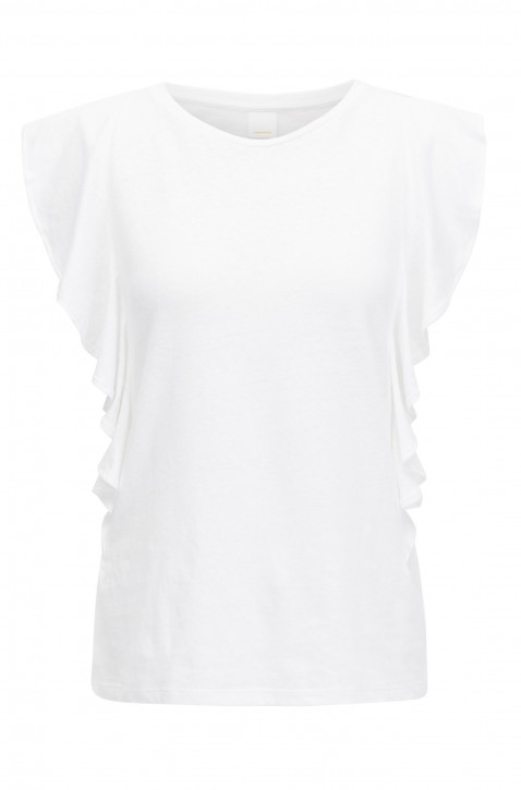 BOSS Top Talala aus einem Baumwoll-Leinen-Mix mit Rüschenärmeln weiss 100
