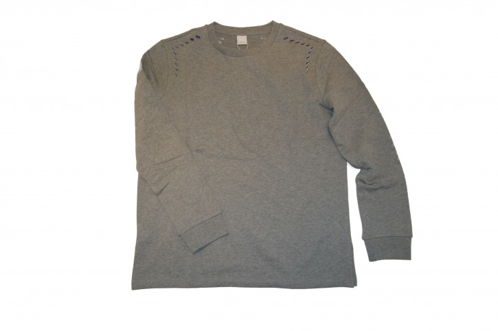 BOSS Sweatshirt Tapapillon mit Lochmuster Stickerei an der Schulter grau 040