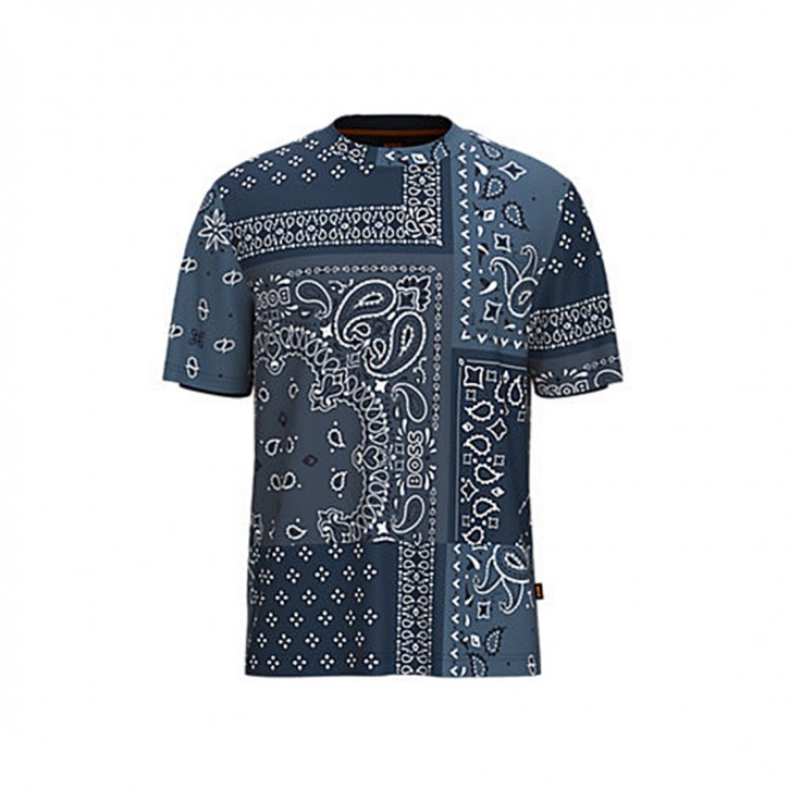 HUGO BOSS T-Shirt aus Baumwoll-Jersey mit Print TAllover Blau 413