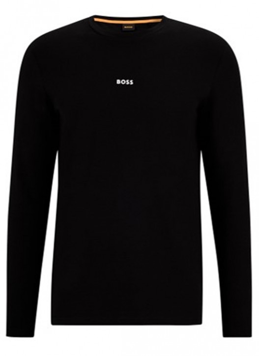 Hugo Boss Hugo Boss Regular-Fit Longsleeve TChark aus Stretch-Baumwolle mit kontrastierendem Logo schwarz 001