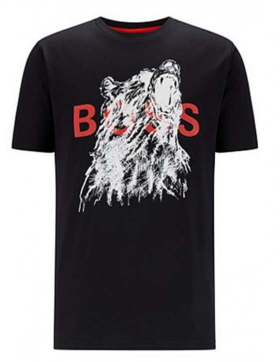 Hugo Boss Regular-Fit TDraw T-Shirt aus Baumwolle mit Tier-Artwork schwarz 003