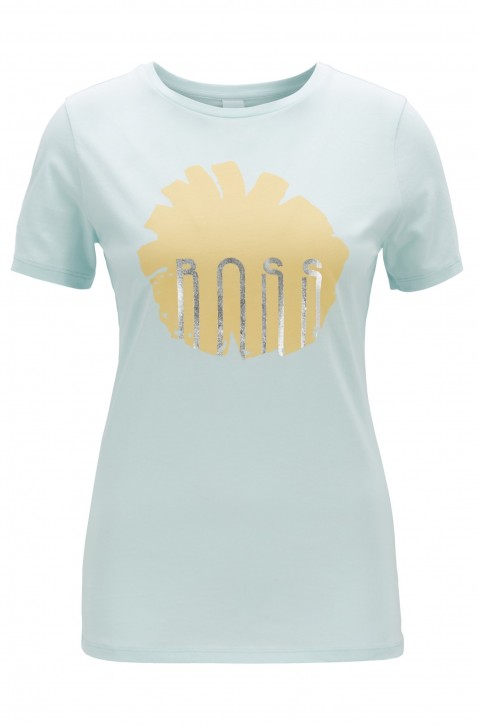 BOSS T-Shirt TEBLOSSOM aus Baumwolle mit Blumenprint und Folien-Detail grün 462