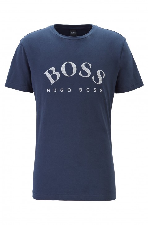 HUGO BOSS T-Shirt TEE 1aus Baumwoll-Jersey mit geschwungener Logo-Stickerei dblau 416 M