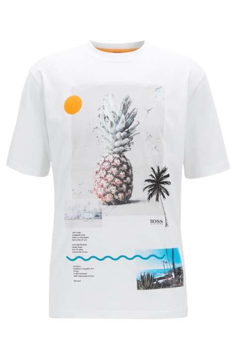 BOSS Relaxed-Fit T-Shirt  TEECHER 3 aus Baumwolle mit Grafik-Print weiss M