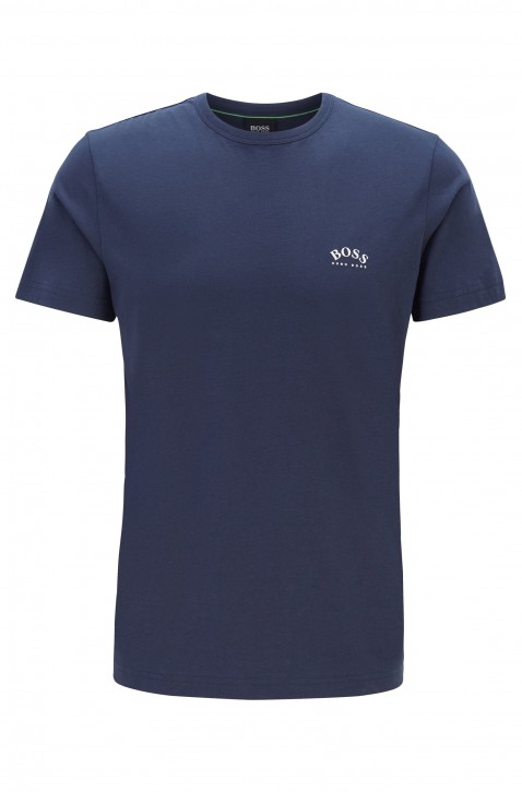 HUGO BOSS T-Shirt TEE CURVED aus Baumwoll-Jersey mit geschwungenem Logo dblau 416 M