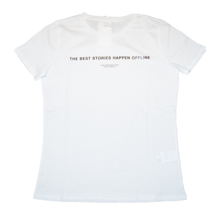 BOSS Slim-Fit T-Shirt TELINE aus Baumwolle mit Best Stories-Print weiss 100