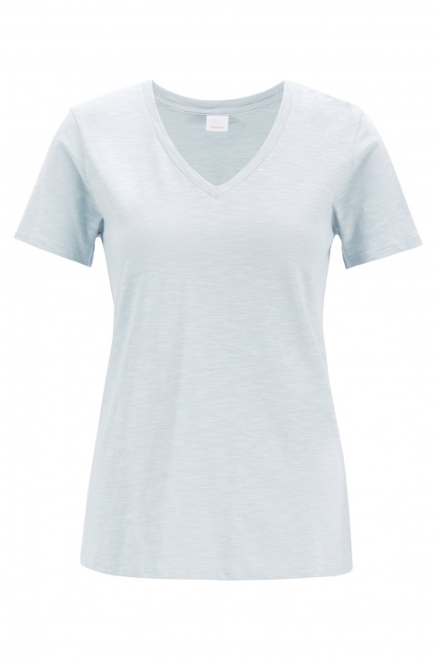 BOSS T-Shirt TEMODERN aus strukturierter Baumwolle mit V-Ausschnitt hellblau 417 S