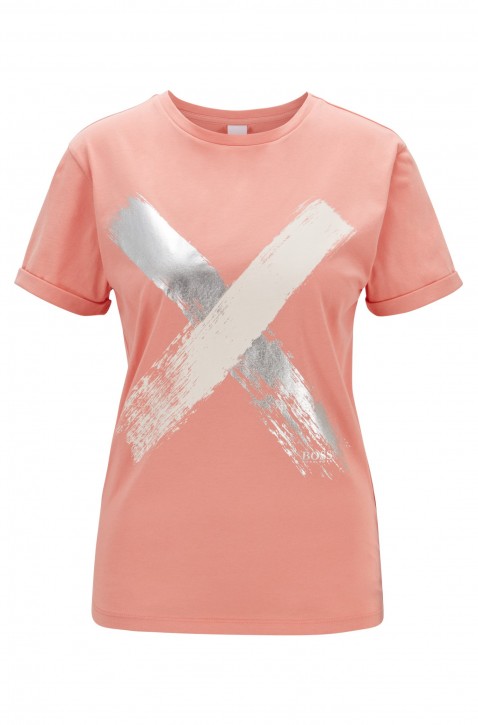 BOSS T-Shirt TEPAINT aus Baumwolle mit Kreuz-Print light orange 835