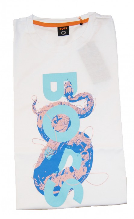 Hugo Boss T-Shirt Thinking 6 aus Baumwoll-Jersey mit Logo-Artwork weiß 100 XXXL