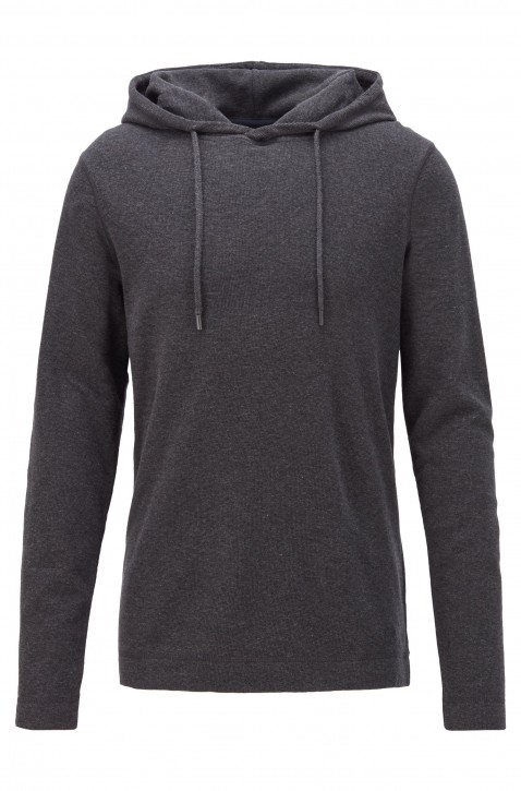 HUGO BOSS Kapuzen-Longsleeve THOODY aus Baumwolle mit Waffelstruktur dunkelblau 404