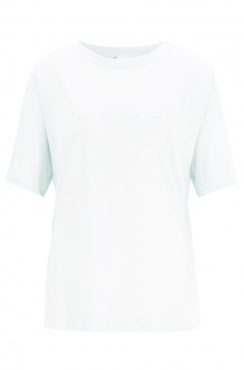 BOSS Oversized T-Shirt TISUMMER aus durchscheinendem Material-Mix mit Logo-Print weiss 100 XS