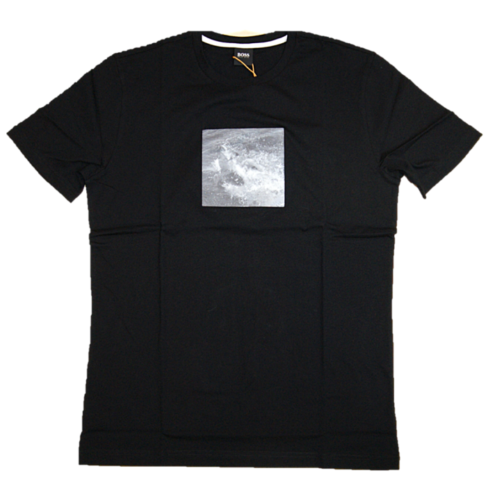 HUGO BOSS T-Shirt TNoah 5 aus Baumwoll-Jersey mit aufgedrucktem Haifisch-Foto schwarz 001 XXXL