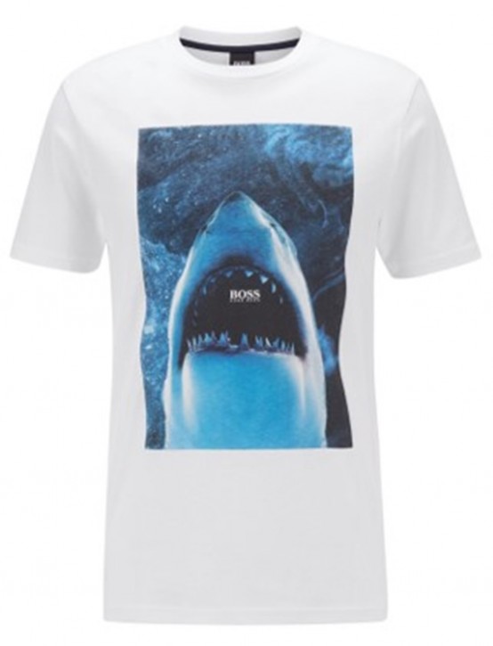 Hugo Boss T-Shirt TNoah 1 aus Baumwoll-Jersey mit Unterwasser-Print weiß 100