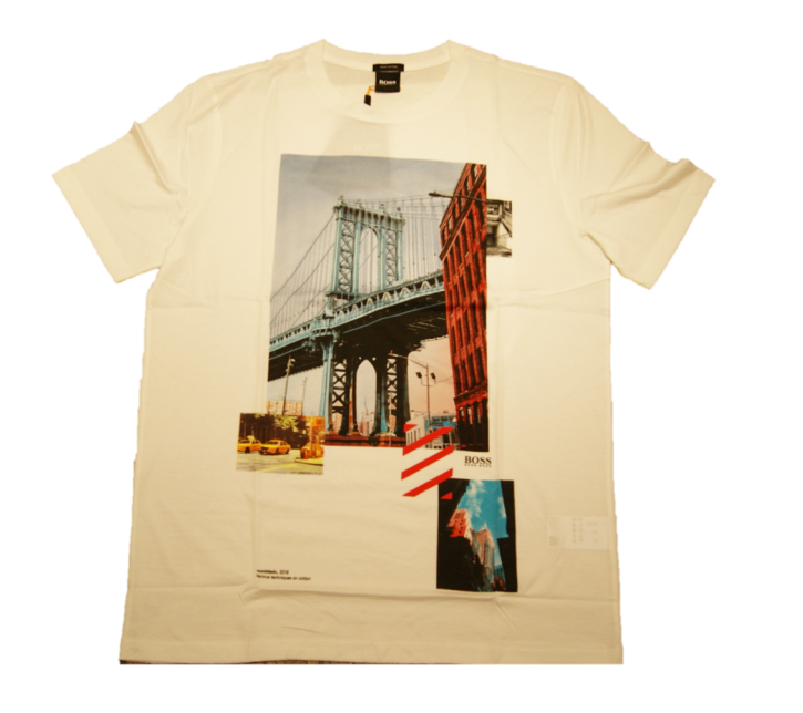 BOSS T-Shirt TOLL3 aus Baumwolle mit Grafik-Print weiss 100 M