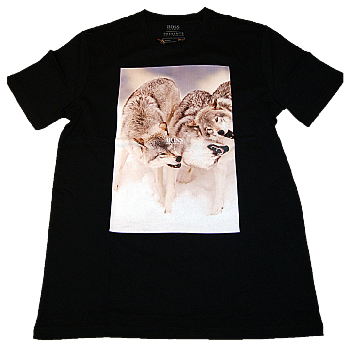 HUGO BOSS T-Shirt TOMIO 4 WÖLFE mit PVC-freiem Foto-Print schwarz 001