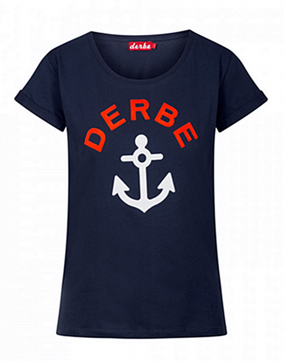 DERBE Damen T-Shirt Tallymann Girls navy mit Derbe logo und Anker