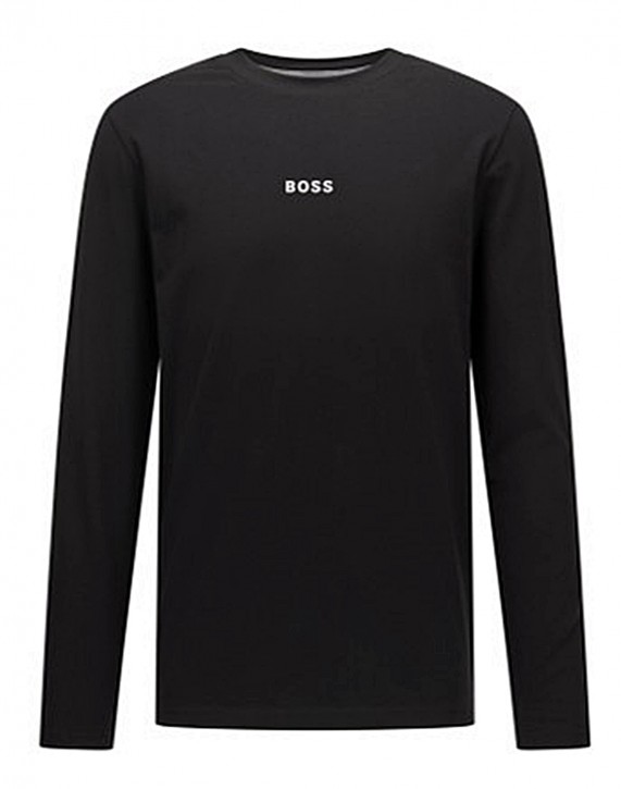 Hugo Boss Longsleeve TChark 1 aus Stretch-Baumwolle mit fünflagigem Logo schwarz 001