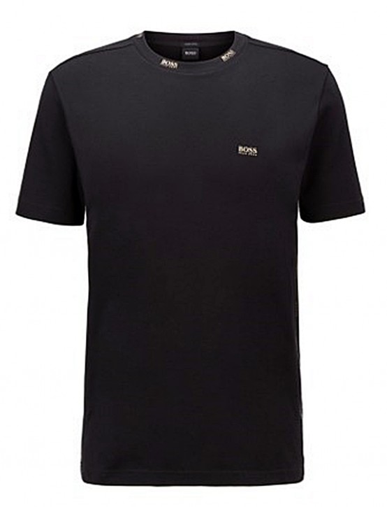 Hugo Boss T-Shirt Tee Gold 1 mit goldfarbenen Logos schwarz 001