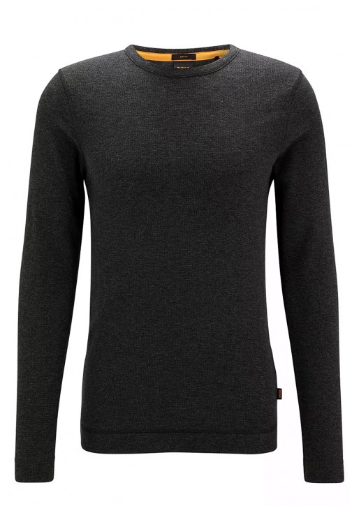 Hugo Boss Slim-Fit Longsleeve Tempest mit Logo-Aufnäher schwarz 001