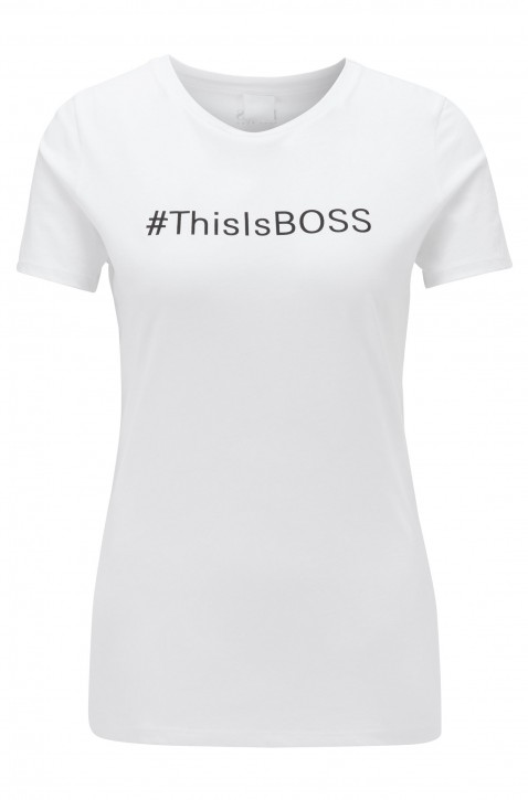 HUGO BOSS T-Shirt Thisisboss aus Baumwoll-Jersey mit Hashtag-Slogan weiss 100