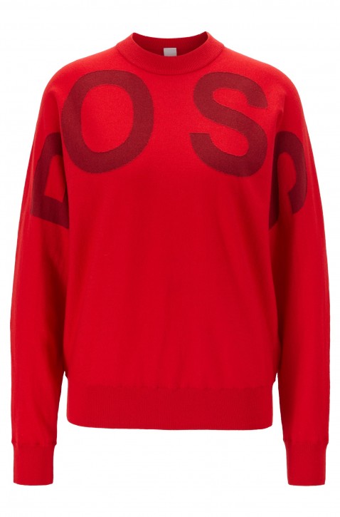 HUGO BOSS Pullover WALCI mit Rundhalsausschnitt und Logo rot 622