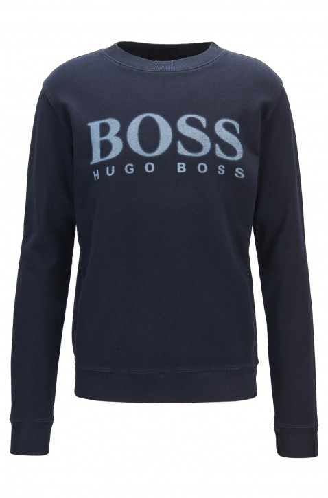 BOSS ORANGE Sweatshirt WALLKER aus French Terry mit Logo-Dessin dunkelblau 404