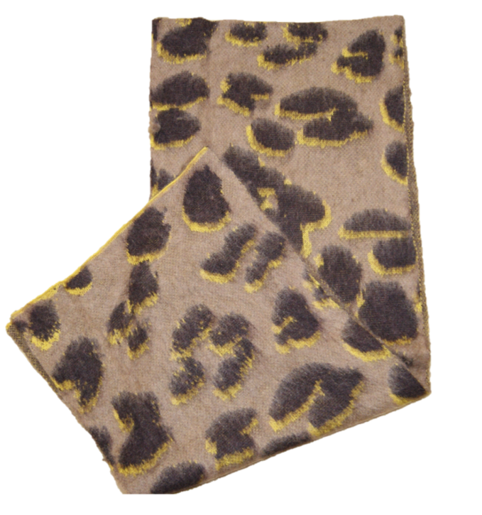 HUGO BOSS Casual Damen Schal  WANNABEE mit Alpaka-Anteil  Leoparden Muster