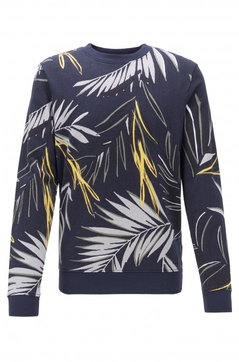 BOSS Sweatshirt WELEAF aus Baumwoll-Terry mit Blätter-Print 404