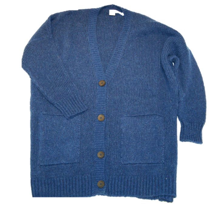 HUGO BOSS Oversized Strickjacke WEVELYN aus Woll/Alpaka Mix blau 427