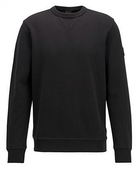 HUGO BOSS Sweatshirt Walkup 1 aus Baumwoll-Terry mit Logo am Ärmel schwarz 001 M