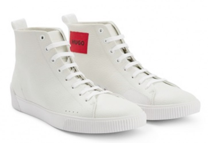 Hugo Sneakers	Zero_Hito_grph A aus genarbtem Leder mit rotem Logo-Etikett weiß 100