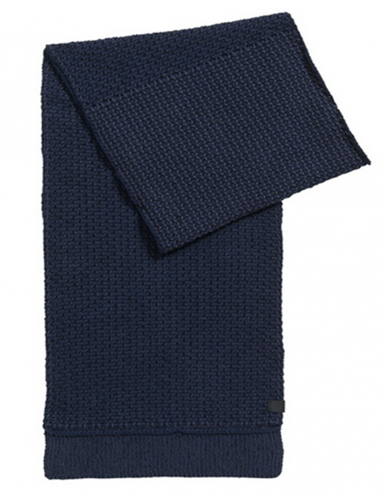 BOSS ORANGE Strukturierter Strickschal AKERZUM aus Baumwolle Farbe dunkelblau 404