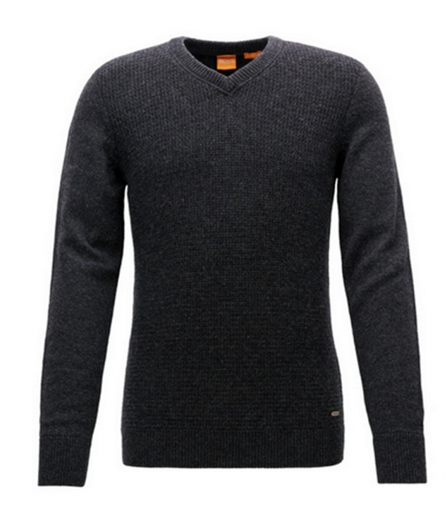 BOSS ORANGE Regular-Fit Pullover AMIDRAS aus Baumwoll-Mix mit Wolle Farbe dunkelgrau 022