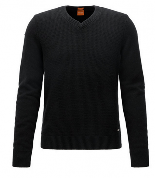 BOSS ORANGE Regular-Fit Pullover AMIDRAS aus Baumwoll-Mix mit Wolle Farbe schwarz 001