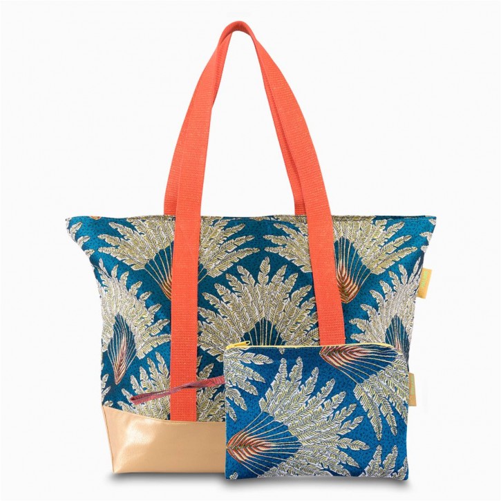 PALMS Damen Shopper Tasche ATOLL BLUE mit einer zusätzlicher Clutch