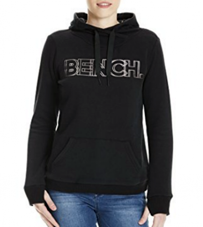 BENCH Damen Kapuzenpullover CORP PRINT HOODY Farbe schwarz XS