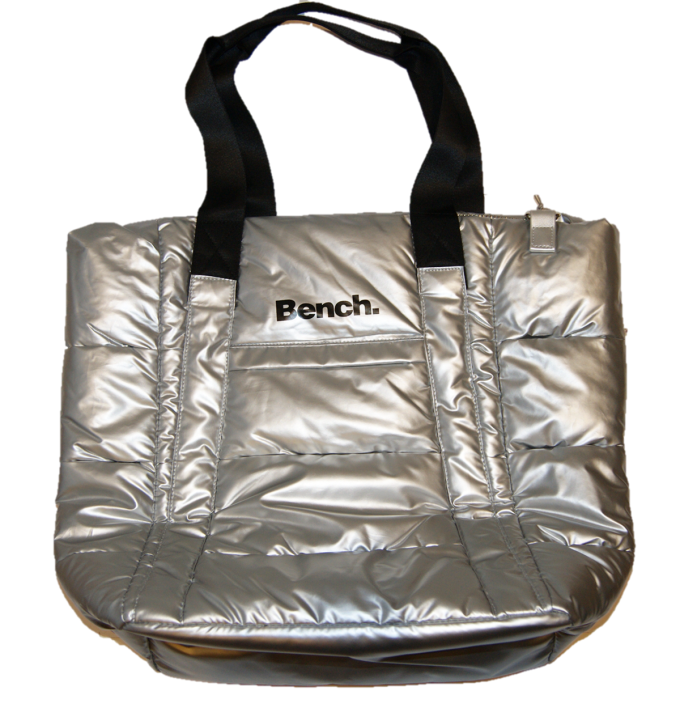 BENCH Damen gesteppte Shopper Henkeltasche Farbe silber