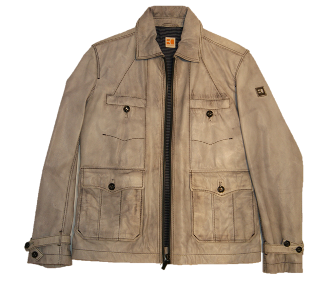 BOSS ORANGE LEDERJACKE JOMI-D FARBE GRAUBLAU 402