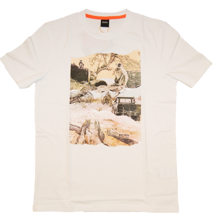 BOSS Recycelbares T-Shirt TEXRAY3 aus reiner Baumwolle mit PVC-freiem Foto-Print weiss 100 XXL