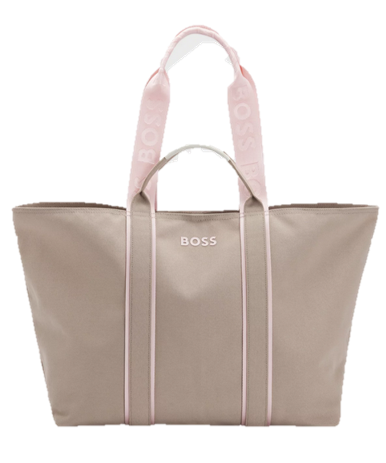 Boss Damen Palmah TOTE Strukturierte Tote Bag mit Logo-Riemen 114 off white